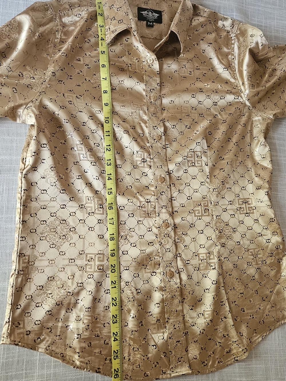 ​Valur 1901 Gold Metallic Patterned Button Down Shirt Medium - Picture 6 of 11